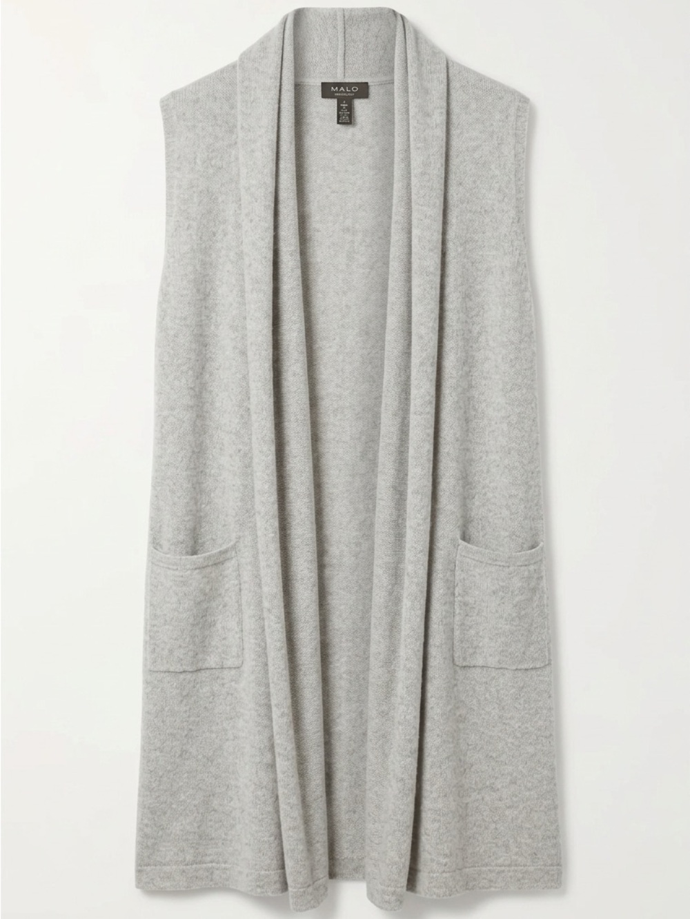 Halogen Light Gray Open-Front Sleeveless 100% Cashmere Vest